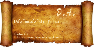 Dömsödi Anna névjegykártya